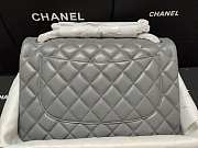 Chanel Flap Bag Silver-tone Metal Lampskin Gray A1113 30cm - 5