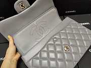Chanel Flap Bag Silver-tone Metal Lampskin Gray A1113 30cm - 4