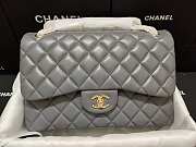 Chanel Flap Bag Gold-tone Metal Lampskin Gray A1113 30cm - 1