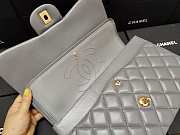 Chanel Flap Bag Gold-tone Metal Lampskin Gray A1113 30cm - 5