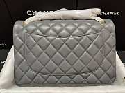 Chanel Flap Bag Gold-tone Metal Lampskin Gray A1113 30cm - 3