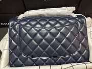 Chanel Flap Bag Silver-tone Metal Lampskin Navy A1113 30cm - 3