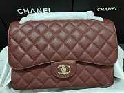 Chanel Flap Bag Silver-tone Metal Grained Leather Red A1113 30cm - 6
