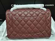 Chanel Flap Bag Silver-tone Metal Grained Leather Red A1113 30cm - 5