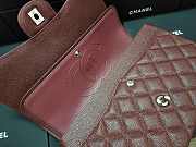 Chanel Flap Bag Silver-tone Metal Grained Leather Red A1113 30cm - 3