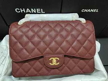 Chanel Flap Bag Gold-tone Metal Grained Leather Red A1113 30cm