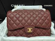 Chanel Flap Bag Gold-tone Metal Grained Leather Red A1113 30cm - 3