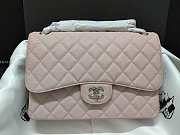 Chanel Flap Bag Silver-tone Metal Grained Leather Light Pink A1113 30cm - 1