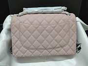 Chanel Flap Bag Silver-tone Metal Grained Leather Light Pink A1113 30cm - 4