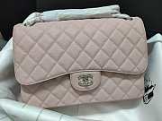 Chanel Flap Bag Silver-tone Metal Grained Leather Light Pink A1113 30cm - 2