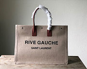 Ysl Rive Gauche Tote Bag In Linen And Leather Beige 4992909 48x36x16cm - 1