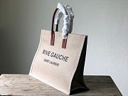 Ysl Rive Gauche Tote Bag In Linen And Leather Beige 4992909 48x36x16cm - 3