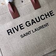 Ysl Rive Gauche Tote Bag In Linen And Leather Beige 4992909 48x36x16cm - 6