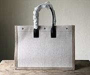 Ysl Rive Gauche Tote Bag In Linen And Leather White 4992909 48x36x16cm - 4