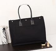 Ysl Rive Gauche Tote Bag In Linen And Leather Black 4992909 48x36x16cm - 4