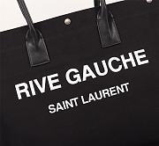 Ysl Rive Gauche Tote Bag In Linen And Leather Black 4992909 48x36x16cm - 2