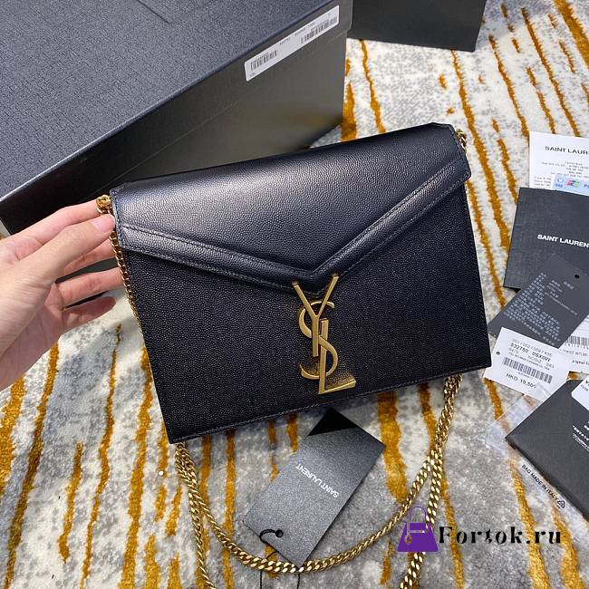 Ysl Cassandra Medium Chain Bag Grained Leather Black 532750 22x16.5x5.5cm - 1