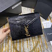 Ysl Cassandra Medium Chain Bag Crocodile Leather Gold-tone Metal Black 532750 22x16.5x5.5cm - 1