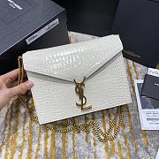Ysl Cassandra Medium Chain Bag Crocodile Leather Gold-tone Metal White 532750 22x16.5x5.5cm - 1