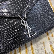 Ysl Cassandra Medium Chain Bag Crocodile Leather Silver-tone Metal Black 532750 22x16.5x5.5cm - 3