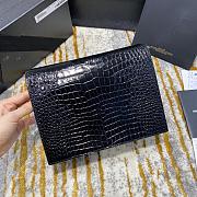 Ysl Cassandra Medium Chain Bag Crocodile Leather Silver-tone Metal Black 532750 22x16.5x5.5cm - 2