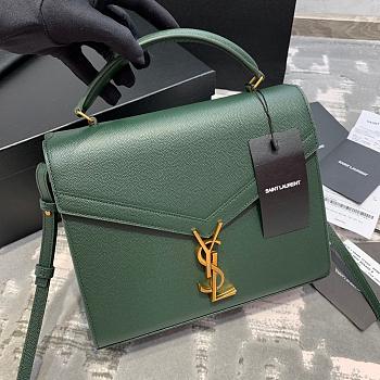 Ysl Cassandra Medium Top Handle Bag Grained Leather Green 623931 24.5x20x11.5cm