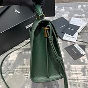 Ysl Cassandra Medium Top Handle Bag Grained Leather Green 623931 24.5x20x11.5cm - 6