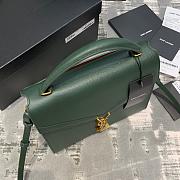 Ysl Cassandra Medium Top Handle Bag Grained Leather Green 623931 24.5x20x11.5cm - 3