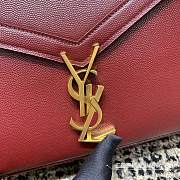 Ysl Cassandra Medium Top Handle Bag Grained Leather Red 623931 24.5x20x11.5cm - 4