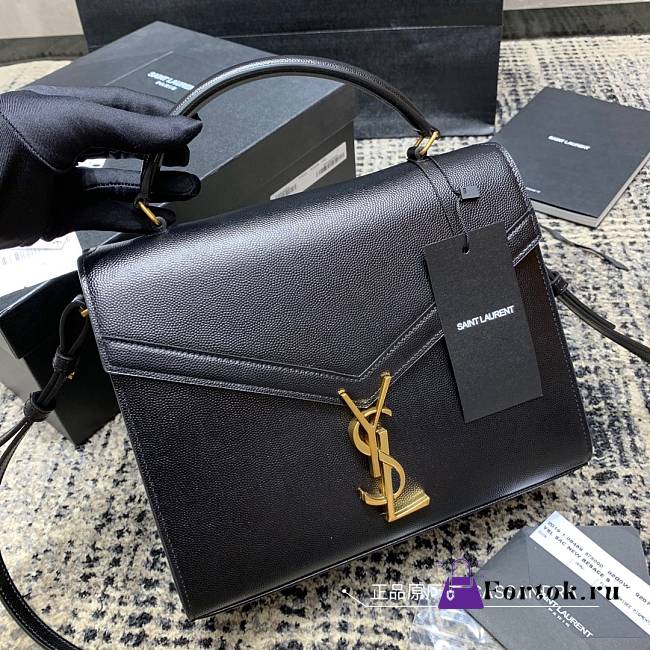 Ysl Cassandra Medium Top Handle Bag Grained Leather Black 623931 24.5x20x11.5cm - 1