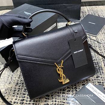 Ysl Cassandra Medium Top Handle Bag Grained Leather Black 623931 24.5x20x11.5cm