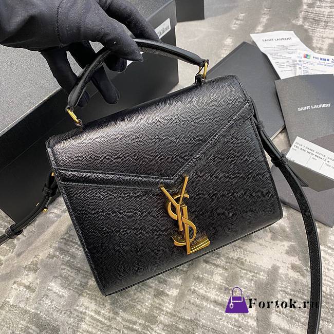 Ysl Cassandra Mini Top Handle Bag Grained Leather Black 623930 20x16x7.5cm - 1