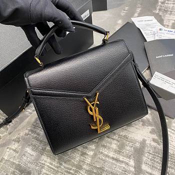 Ysl Cassandra Mini Top Handle Bag Grained Leather Black 623930 20x16x7.5cm