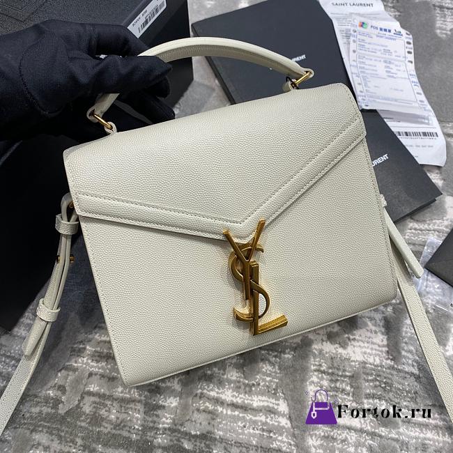 Ysl Cassandra Mini Top Handle Bag Grained Leather White 623930 20x16x7.5cm - 1