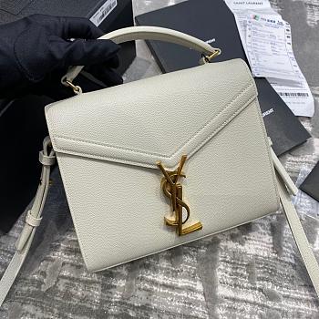 Ysl Cassandra Mini Top Handle Bag Grained Leather White 623930 20x16x7.5cm