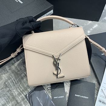 Ysl Cassandra Mini Top Handle Bag Grained Leather Beige 623930 20x16x7.5cm