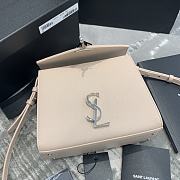 Ysl Cassandra Mini Top Handle Bag Grained Leather Beige 623930 20x16x7.5cm - 3
