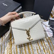 Ysl Cassandra Mini Top Handle Bag Crocodile Leather White 623930 20x16x7.5cm  - 1