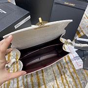 Ysl Cassandra Mini Top Handle Bag Crocodile Leather White 623930 20x16x7.5cm  - 3
