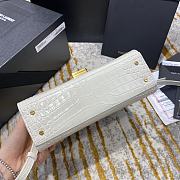 Ysl Cassandra Mini Top Handle Bag Crocodile Leather White 623930 20x16x7.5cm  - 4