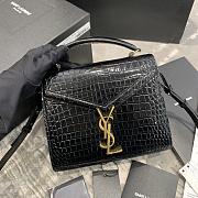 Ysl Cassandra Mini Top Handle Bag Crocodile Leather Black 623930 20x16x7.5cm  - 1