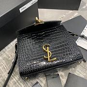 Ysl Cassandra Mini Top Handle Bag Crocodile Leather Black 623930 20x16x7.5cm  - 5