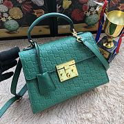 Gucci Padlock Small Top Handle Bag Signature Leather Green 453188 28x19x11cm - 1