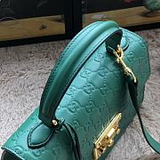 Gucci Padlock Small Top Handle Bag Signature Leather Green 453188 28x19x11cm - 6
