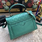Gucci Padlock Small Top Handle Bag Signature Leather Green 453188 28x19x11cm - 5