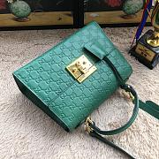 Gucci Padlock Small Top Handle Bag Signature Leather Green 453188 28x19x11cm - 4
