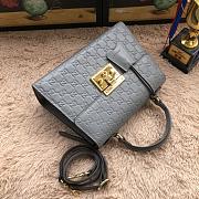 Gucci Padlock Small Top Handle Bag Signature Leather Gray 453188 28x19x11cm - 3