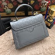 Gucci Padlock Small Top Handle Bag Signature Leather Gray 453188 28x19x11cm - 4