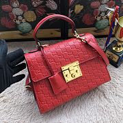 Gucci Padlock Small Top Handle Bag Signature Leather Red 453188 28x19x11cm - 1