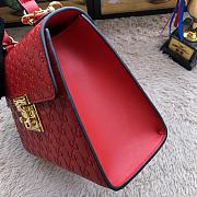Gucci Padlock Small Top Handle Bag Signature Leather Red 453188 28x19x11cm - 2